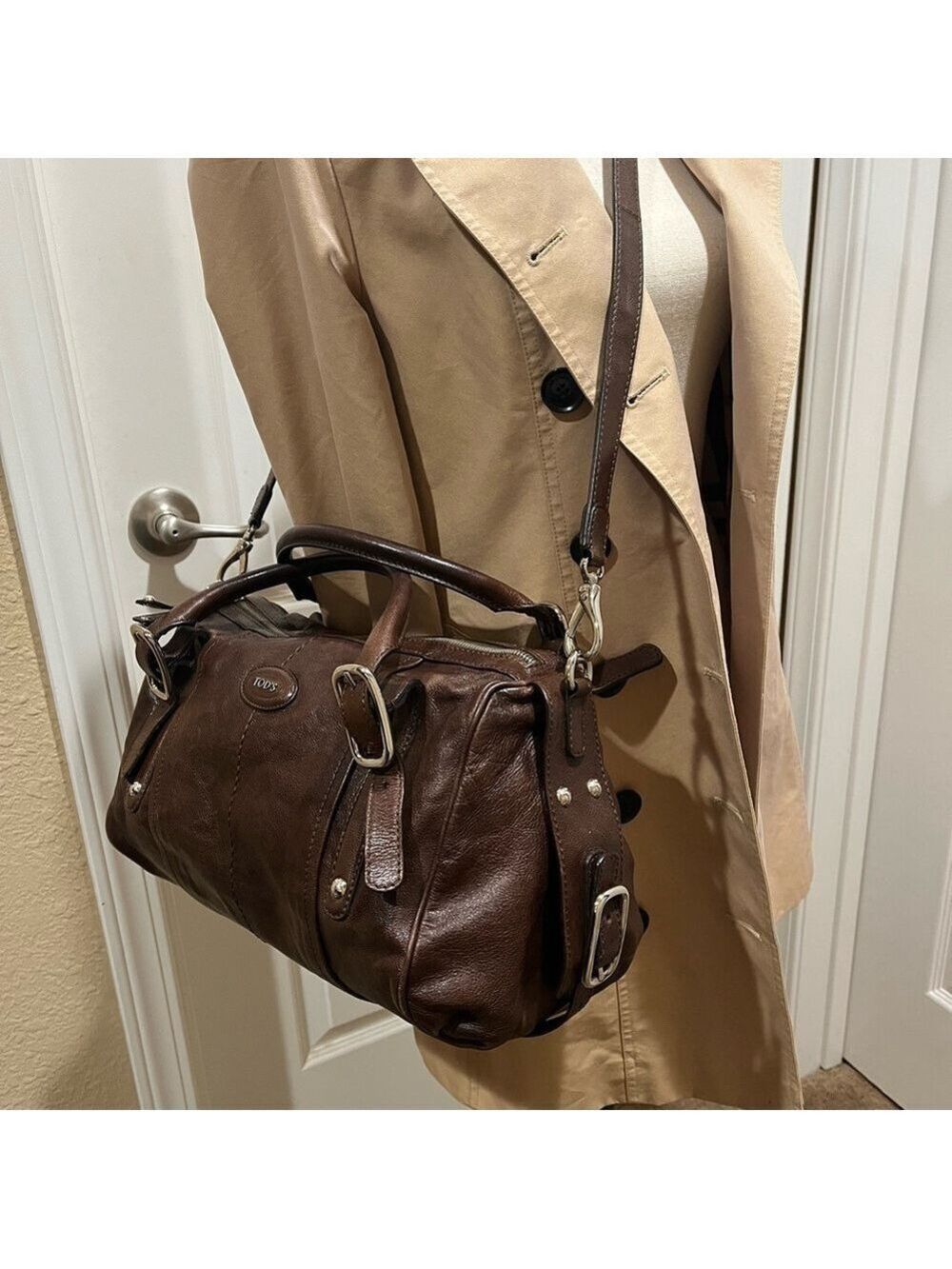 TOD’S BROWN LEATHER G LINE SATCHEL BAG - Picture 14 of 14